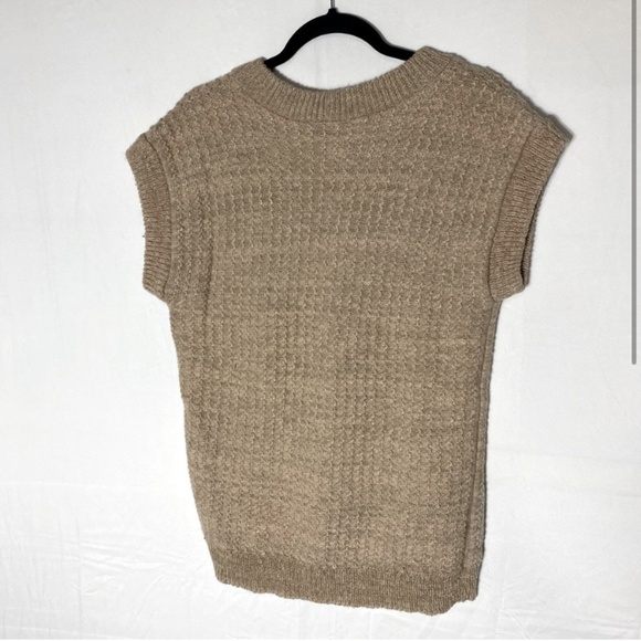 Vintage Handmade Tan Beige V Neck Knit Sweater Vest L - Picture 2 of 13
